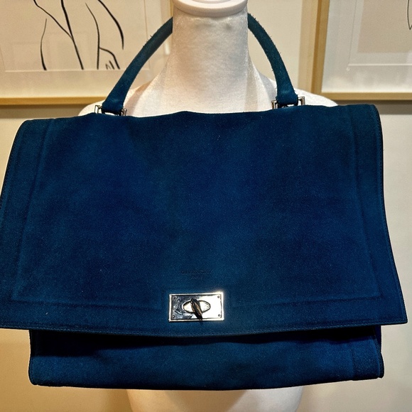 Givenchy Blue Suede Shark Bag - Picture 1 of 12